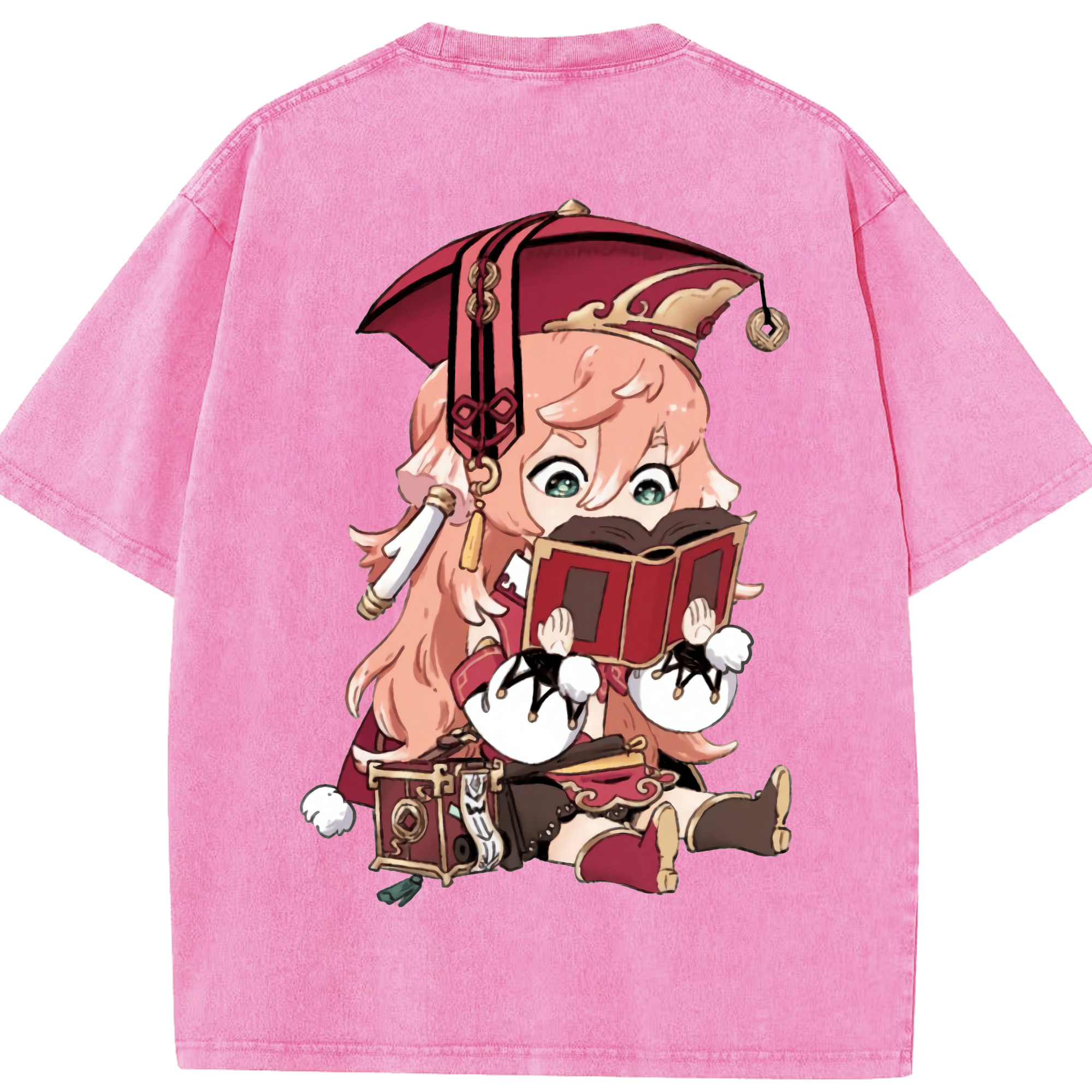 げんし神 ヤンフェイ genshin Yanfei 綿100% ヴィンテージ風 半袖Tシャツ（背面プリント）